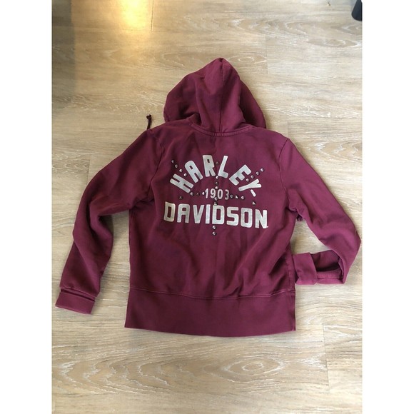 Harley Davidson Women's Zip Up Hoodie Burgandy Wine Size Medium - Picture 6 of 11